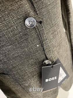 HUGO BOSS Green Slim Fit Linen Blend Unlined Blazer Suit Jacket Size 46