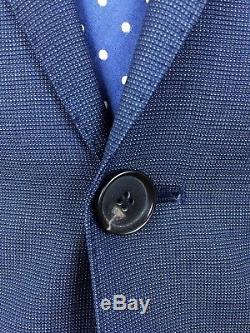 HUGO BOSS Men's Blue Birdseye Slim Fit Water Repellent James4 Suit 40R 32W 34L