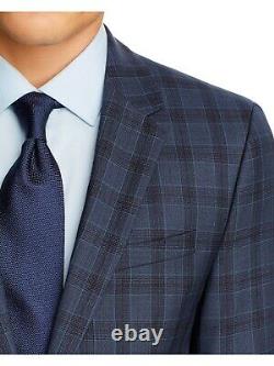 HUGO BOSS Mens Blue Plaid Slim Fit Wool Blend Suit Separate Blazer Jacket 40R