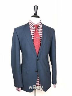HUGO BOSS Mens Navy Blue Check Wool Slim Fit Suit 40R 34W 33L Recent