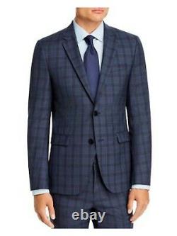 HUGO BOSS Mens Navy Windowpane Plaid Slim Fit Wool Blend Suit Separate 42R