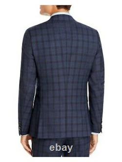 HUGO BOSS Mens Navy Windowpane Plaid Slim Fit Wool Blend Suit Separate 42R