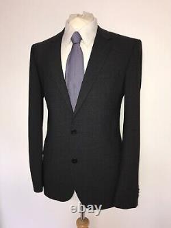 HUGO BOSS -Mens Slim Fit DARK GREY Check WOOL SUIT 40 Reg -W34 L29 WORN ONCE