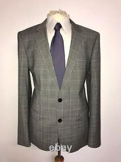 HUGO BOSS Mens Slim Fit GREY Checked WOOL SUIT 42 Reg- W36 L30 LOVELY