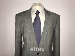 HUGO BOSS Mens Slim Fit GREY Checked WOOL SUIT 42 Reg- W36 L30 LOVELY