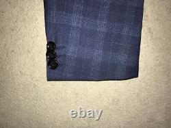 HUGO BOSS Slim Fit BLUE CHECK WOOL SUIT 40 Reg W34 L29 WORN TWICE