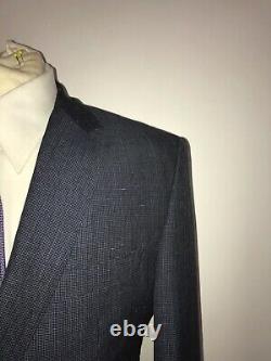 HUGO BOSS -Slim Fit BLUE WOOL LINEN & MOHAIR SUIT 36 Short -W32 L29 GORGEOUS