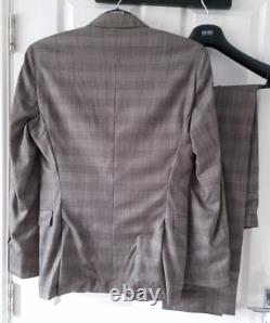 HUGO BOSS T-Halden/Glover Slim Fit Check Suit Wool Silk Tailored 36r BNWT + BAG