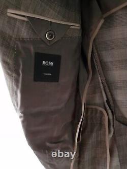 HUGO BOSS T-Halden/Glover Slim Fit Check Suit Wool Silk Tailored 36r BNWT + BAG