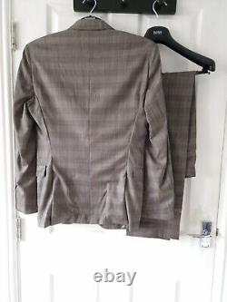 HUGO BOSS T-Halden/Glover Slim Fit Check Suit Wool Silk Tailored 36r BNWT + BAG