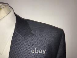 HUGO BOSS Tailored Fit BLUE GREY Check WOOL SUIT 46 Reg W38 L32 -WORN ONCE