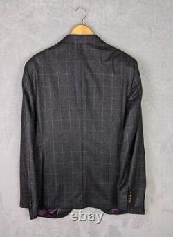 Hackett Charcoal Grey Windowpane 100% Wool Slim Fit Suit 44R / 38R EU 54R