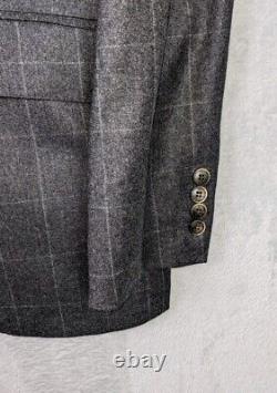 Hackett Charcoal Grey Windowpane 100% Wool Slim Fit Suit 44R / 38R EU 54R