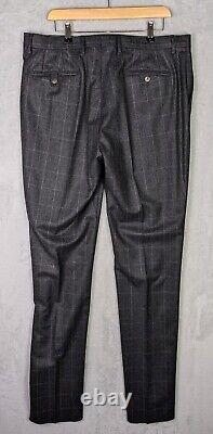 Hackett Charcoal Grey Windowpane 100% Wool Slim Fit Suit 44R / 38R EU 54R