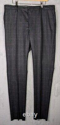 Hackett Charcoal Grey Windowpane 100% Wool Slim Fit Suit 44R / 38R EU 54R