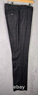 Hackett Charcoal Grey Windowpane 100% Wool Slim Fit Suit 44R / 38R EU 54R