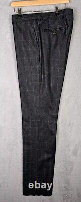 Hackett Charcoal Grey Windowpane 100% Wool Slim Fit Suit 44R / 38R EU 54R