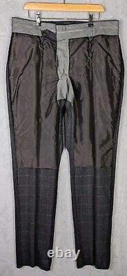 Hackett Charcoal Grey Windowpane 100% Wool Slim Fit Suit 44R / 38R EU 54R