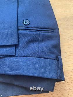 Hackett London Birdseye Slim Fit Suit Trousers Navy Size 36R
