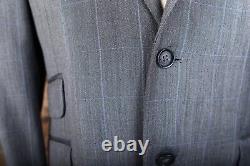 Hackett suit Tailored fit 42R 34W 32L greywindow pane check wool working cuffs