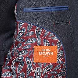 Harry Brown 3 Piece Slim Fit Check Suit in Blue