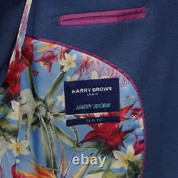 Harry Brown 3 Piece Slim Fit Suit in Blue Plain