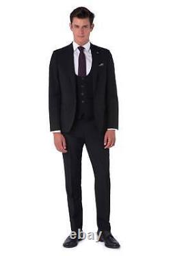 Harry Brown Alvin Three Piece Slim Fit Suit in Black