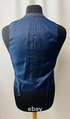 Harry Brown Grey Blue Wool Blend Mens Slim Fit 3 Piece Suit Size S, New