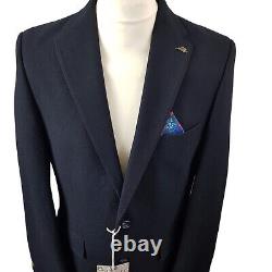 Harry Brown Mens 2 Piece Suit Blazer Jacket 42R Trousers W36R Navy Wool Slim Fit