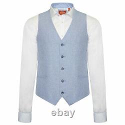 Harry Brown Three Piece Slim Fit Linen Blend Suit in Light Blue