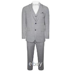 Harry Brown Three Piece Slim Fit Suit in Black / White Check