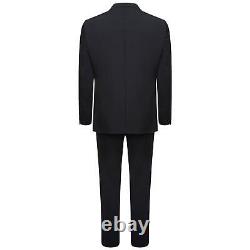 Harry Brown Three Piece Slim Fit Wool Suit in Black