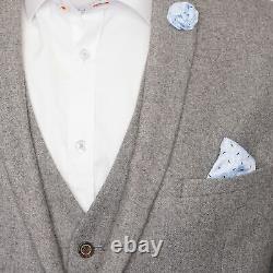 Harry Brown Three Piece Slim Fit Wool Suit in Grey