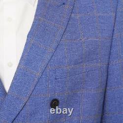 Harry Brown Two Piece Slim Fit Double-Breasted Suit in Blue Check