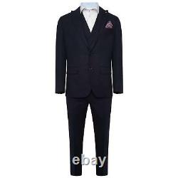 Harry Brown Wool 3 Piece Slim Fit Suit in Navy