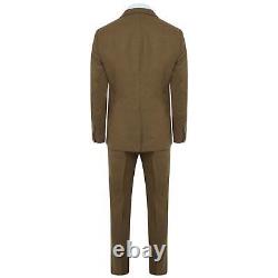 Harry Brown Wool 3 Piece Slim Fit Suit in Tan