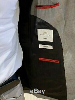 Hawes & Curtis Men's Grey Twill Slim Fit Suit Super 120s Wool, Slim Fit 38R
