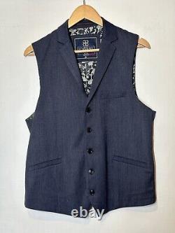 House Of Cavani Mens Formal 3 Piece Suit Blue Slim Fit 42R W36 WithC 40 L31 (0282)