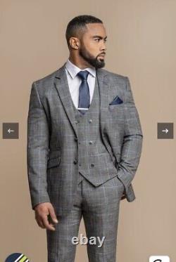 House of Cavani Power Grey Tweed Slim Fit Suit Clearance Sale Mens
