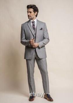 House of Cavani Reegan Grey Slim Fit Regular Three Piece Suit
