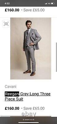 House of Cavani Reegan Grey Slim Fit Regular Three Piece Suit