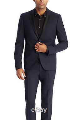Hugo Boss Anli/harlin Slim Fit Navy Stretch Tuxedo Suit With Black Satin Lapel