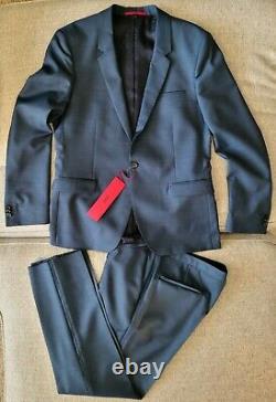 Hugo Boss Arti / Hesten 191E4 Men's Extra Slim Fit Wool Blue One Button Suit 44R