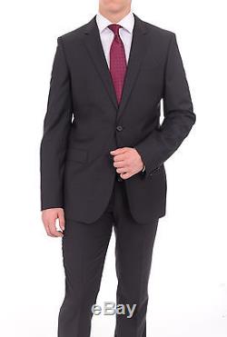Hugo Boss Halsey2/merrill2 Mens Slim Fit Black Textured Two Button Wool Suit