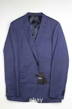 Hugo Boss Huge Genius Slim Fit Check Wool Suit 42L / 36W Blue Tonal