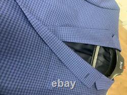 Hugo Boss Huge Genius Slim Fit Check Wool Suit 46R / 39W Blue Tonal