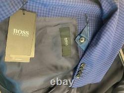 Hugo Boss Huge Genius Slim Fit Check Wool Suit 46R / 39W Blue Tonal