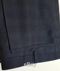 Hugo Boss Huge2/Genius1 Super 20 Slim Fit Mens Black Plaid Wool Suit sz 38R NEW