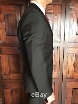 Hugo Boss Huge4/Genius3 Men's Solid Black Slim Fit Suit Size 38R New $795