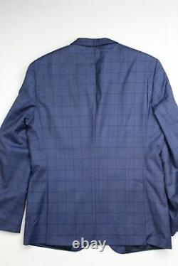 Hugo Boss Huge6/Genius5 Slim Fit Blue Windowpane Wool Suit 44R / 38W Blue 2020
